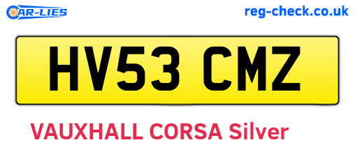 HV53CMZ are the vehicle registration plates.
