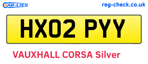 HX02PYY are the vehicle registration plates.