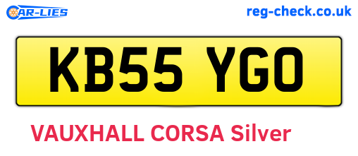 KB55YGO are the vehicle registration plates.