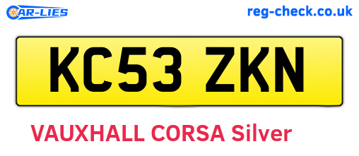 KC53ZKN are the vehicle registration plates.