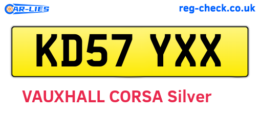 KD57YXX are the vehicle registration plates.