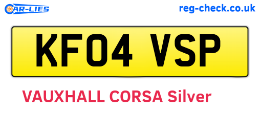 KF04VSP are the vehicle registration plates.