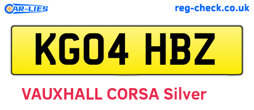 KG04HBZ are the vehicle registration plates.
