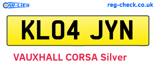 KL04JYN are the vehicle registration plates.
