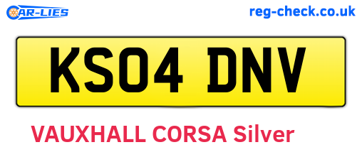KS04DNV are the vehicle registration plates.