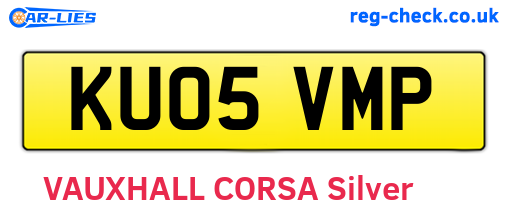 KU05VMP are the vehicle registration plates.