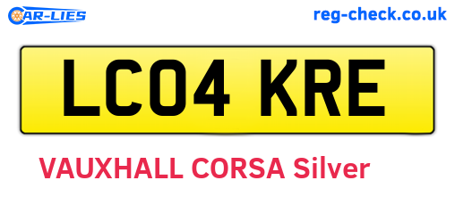 LC04KRE are the vehicle registration plates.