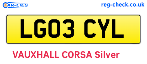 LG03CYL are the vehicle registration plates.
