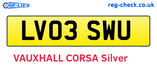 LV03SWU are the vehicle registration plates.