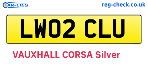 LW02CLU are the vehicle registration plates.