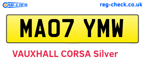 MA07YMW are the vehicle registration plates.