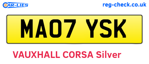 MA07YSK are the vehicle registration plates.