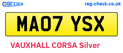 MA07YSX are the vehicle registration plates.