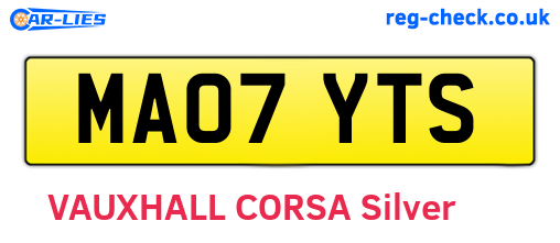 MA07YTS are the vehicle registration plates.