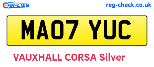 MA07YUC are the vehicle registration plates.
