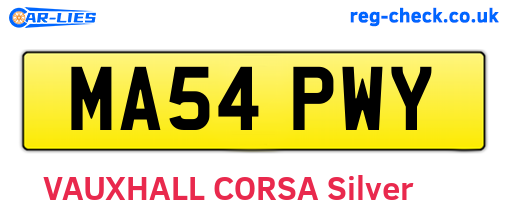 MA54PWY are the vehicle registration plates.