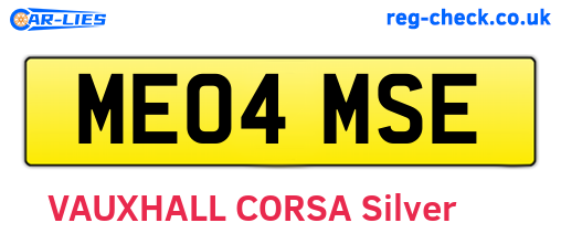 ME04MSE are the vehicle registration plates.