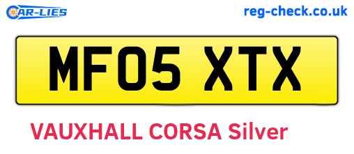 MF05XTX are the vehicle registration plates.