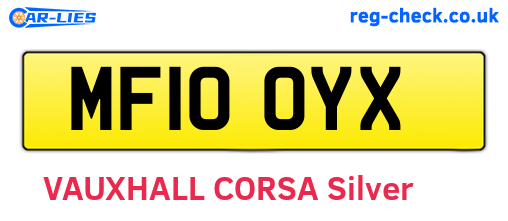 MF10OYX are the vehicle registration plates.