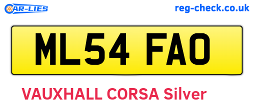 ML54FAO are the vehicle registration plates.