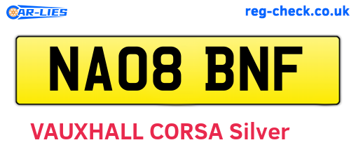 NA08BNF are the vehicle registration plates.