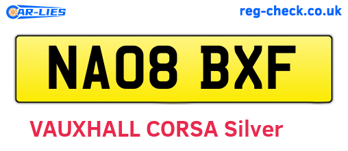 NA08BXF are the vehicle registration plates.