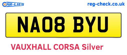 NA08BYU are the vehicle registration plates.
