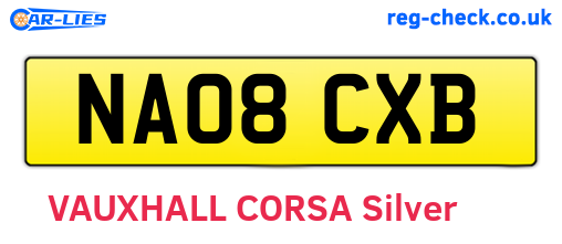 NA08CXB are the vehicle registration plates.