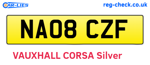 NA08CZF are the vehicle registration plates.