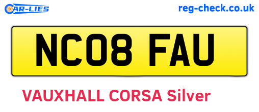 NC08FAU are the vehicle registration plates.