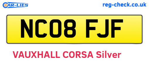 NC08FJF are the vehicle registration plates.