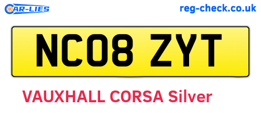 NC08ZYT are the vehicle registration plates.