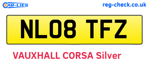 NL08TFZ are the vehicle registration plates.