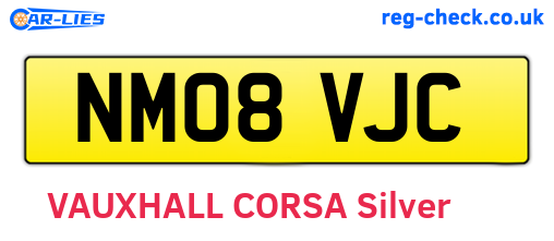 NM08VJC are the vehicle registration plates.