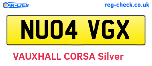 NU04VGX are the vehicle registration plates.