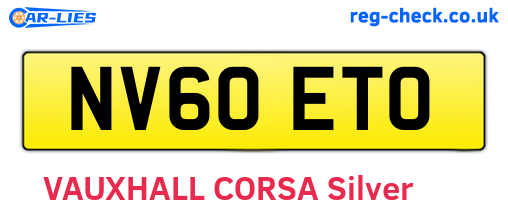 NV60ETO are the vehicle registration plates.