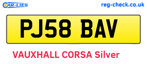 PJ58BAV are the vehicle registration plates.