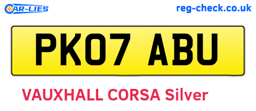 PK07ABU are the vehicle registration plates.