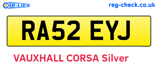 RA52EYJ are the vehicle registration plates.
