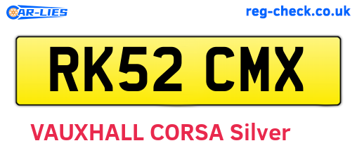 RK52CMX are the vehicle registration plates.