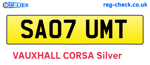 SA07UMT are the vehicle registration plates.