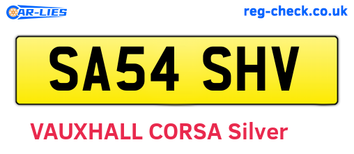 SA54SHV are the vehicle registration plates.