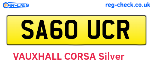 SA60UCR are the vehicle registration plates.