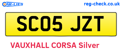 SC05JZT are the vehicle registration plates.