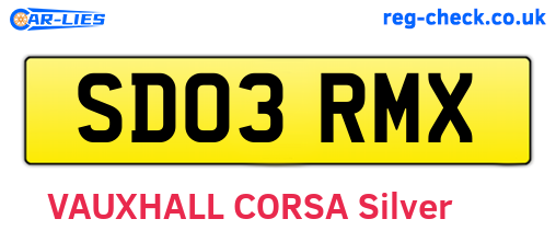 SD03RMX are the vehicle registration plates.