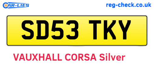 SD53TKY are the vehicle registration plates.