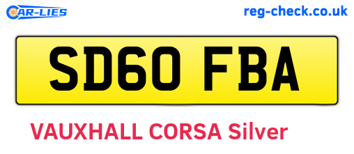 SD60FBA are the vehicle registration plates.