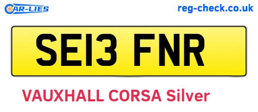 SE13FNR are the vehicle registration plates.