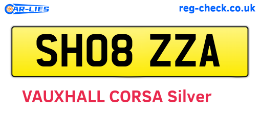 SH08ZZA are the vehicle registration plates.