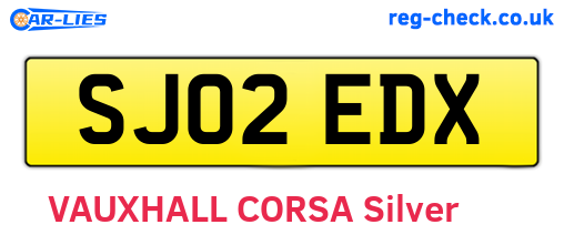 SJ02EDX are the vehicle registration plates.